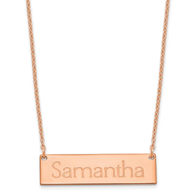 Sterling Silver/Rose-plated Small Name Bar Necklace