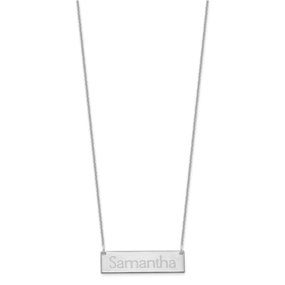 14K White Gold Small Name Bar Necklace