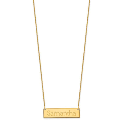 14K Yellow Gold Small Name Bar Necklace