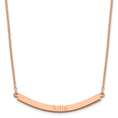 Sterling Silver/Rose-plated Curved Bar Necklace