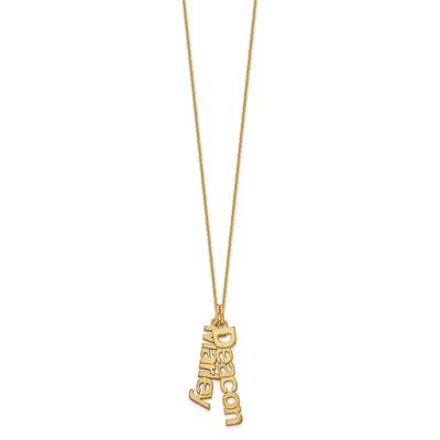 14K Yellow Gold Brushed 2 Name Charm Necklace