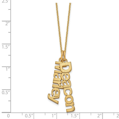 14K Yellow Gold Brushed 2 Name Charm Necklace