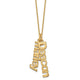 14K Yellow Gold Brushed 2 Name Charm Necklace