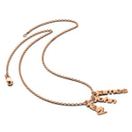 14K Rose Gold Brushed 3 Name Charm Necklace view