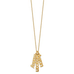 14K Yellow Gold Brushed 3 Name Charm Necklace view