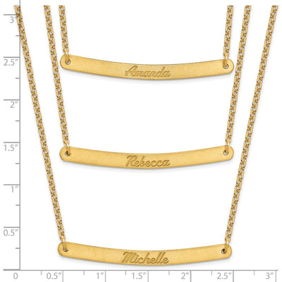 Sterling Silver/Gold-plated Brushed 3 Chain 3 Bar Necklace
