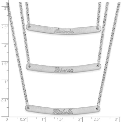 Sterling Silver/Rhodium-plated Brushed 3 Chain 3 Bar Necklace