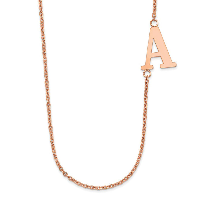 14K rose gold initial necklace