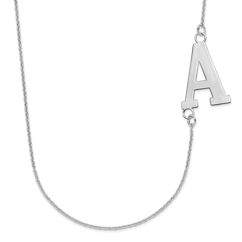 14K white gold initial necklace