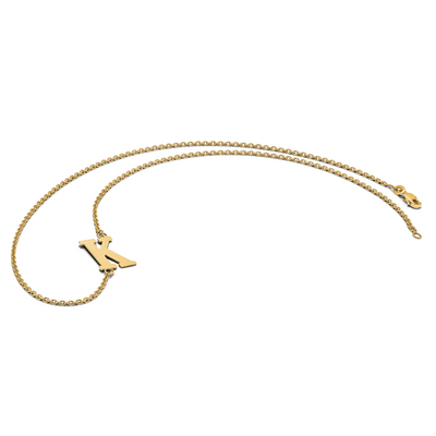 14K Yellow Gold Large Offset Initial Necklace