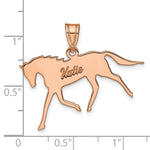14K Rose Gold Horse with Name Pendant view