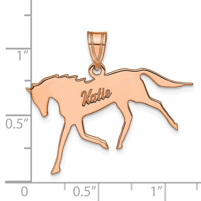 14K Rose Gold Horse with Name Pendant