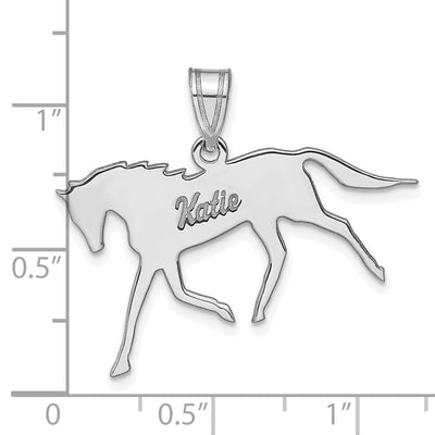 10K White Gold Horse with Name Pendant