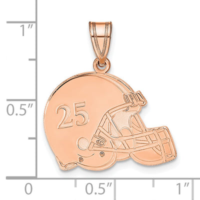 14K Rose Gold Personalized Football Helmet Pendant