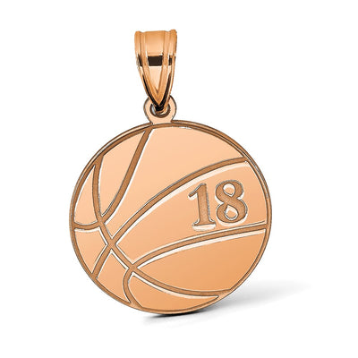 14K Rose Gold Personalized Basketball Pendant