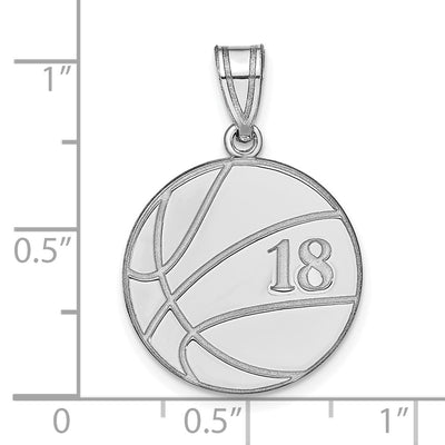 10K White Gold Personalized Basketball Pendant