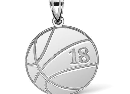 14K White Gold Personalized Basketball Pendant