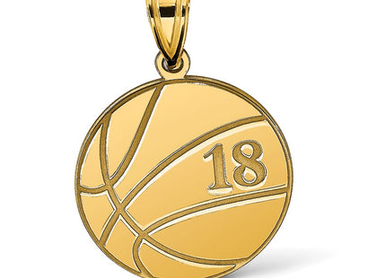 14K Yellow Gold Personalized Basketball Pendant