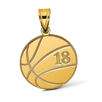 14K Yellow Gold Personalized Basketball Pendant