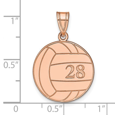 14K Rose Gold Personalized Volleyball Pendant