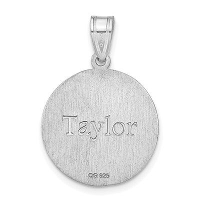 10K White Gold Personalized Volleyball Pendant