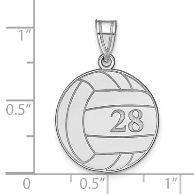 10K White Gold Personalized Volleyball Pendant