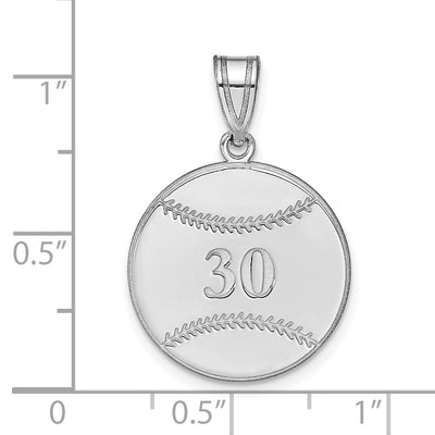 10K White Gold Personalized Baseball Pendant