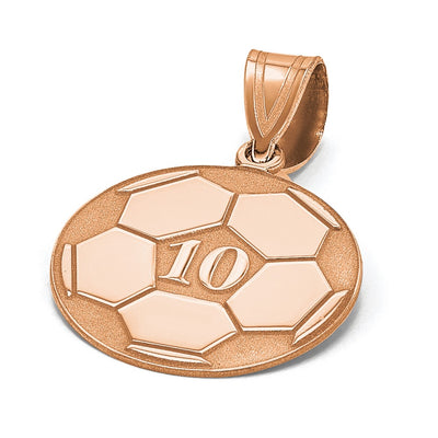14K Rose Gold Personalized Soccer Pendant