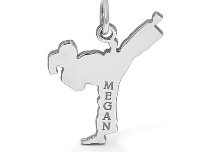 14K White Gold Personalized Girl Karate Pendant
