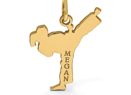 14K Yellow Gold Personalized Girl Karate Pendant