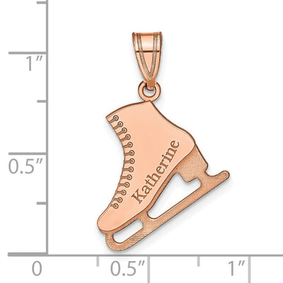 14K Rose Gold Personalized Ice Skate Pendant