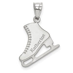 10k White Gold Personalized Ice Skate Pendant view 1
