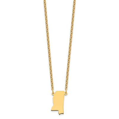 Sterling Silver/Gold-plated Mississippi State Necklace