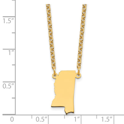 Sterling Silver/Gold-plated Mississippi State Necklace