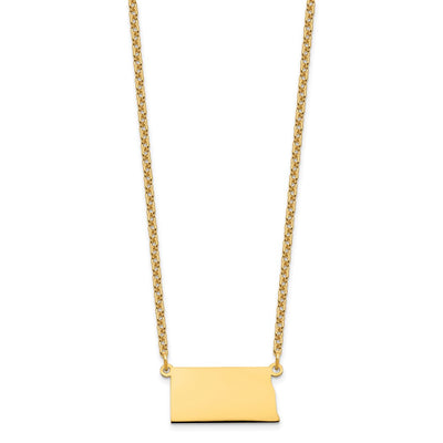 Sterling Silver/Gold-plated North Dakota State Necklace
