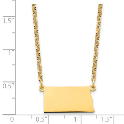 Sterling Silver/Gold-plated North Dakota State Necklace