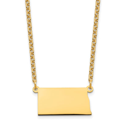 Sterling Silver/Gold-plated North Dakota State Necklace