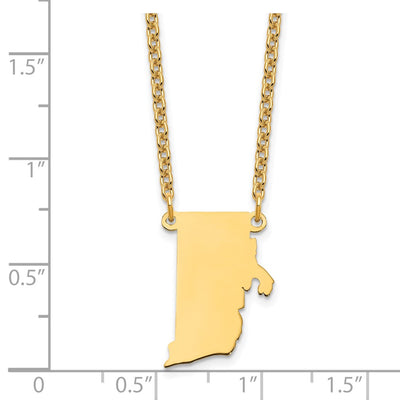 Sterling Silver/Gold-plated Rhode Island State Necklace
