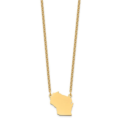 Sterling Silver/Gold-plated Wisconsin State Necklace