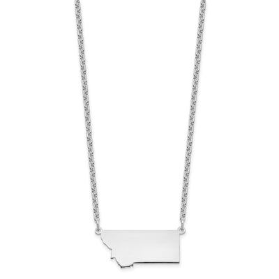 Sterling Silver/Rhodium-plated Montana State Necklace