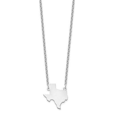 Sterling Silver/Rhodium-plated Texas State Necklace