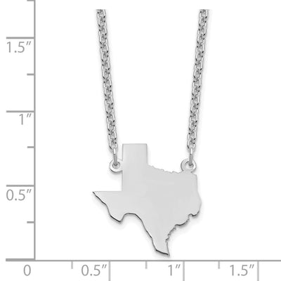 Sterling Silver/Rhodium-plated Texas State Necklace
