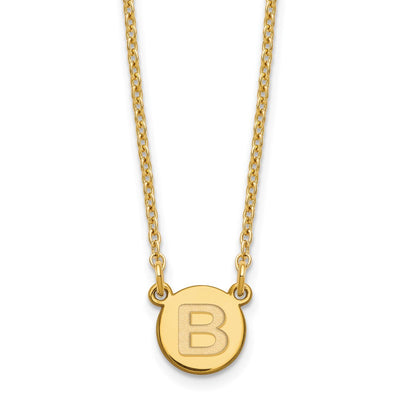 Sterling Silver Gold-Plated Tiny Circle Block Initial Necklace
