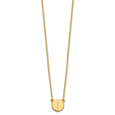 Sterling Silver Gold-plated Tiny Circle Block Letter I Initial Necklace