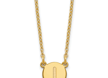Sterling Silver Gold-Plated Tiny Circle Block Initial Necklace letter I