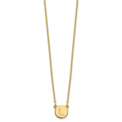 Sterling Silver Gold-plated Tiny Circle Block Letter L Initial Necklace
