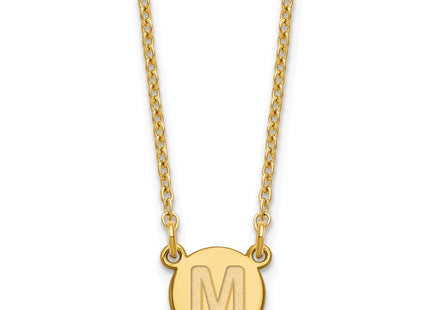 Sterling Silver Gold-Plated Tiny Circle Block Initial Necklace letter M