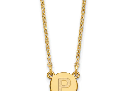Sterling Silver Gold-Plated Tiny Circle Block Initial Necklace letter P