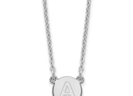 Sterling Silver Rhodium-Plated Tiny Circle Block Initial Necklace letter A