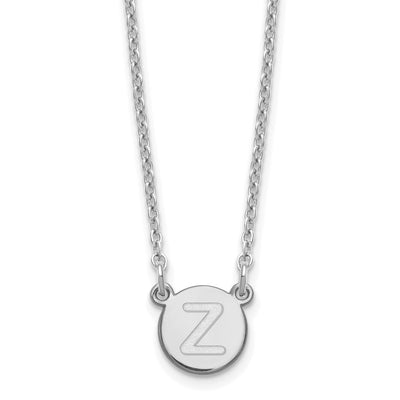 Sterling Silver Rhodium-plated Tiny Circle Block Initial Letter Z Necklace